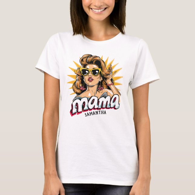 T-shirt Pop Mama Retro Personnalisé Art 1 (Devant)