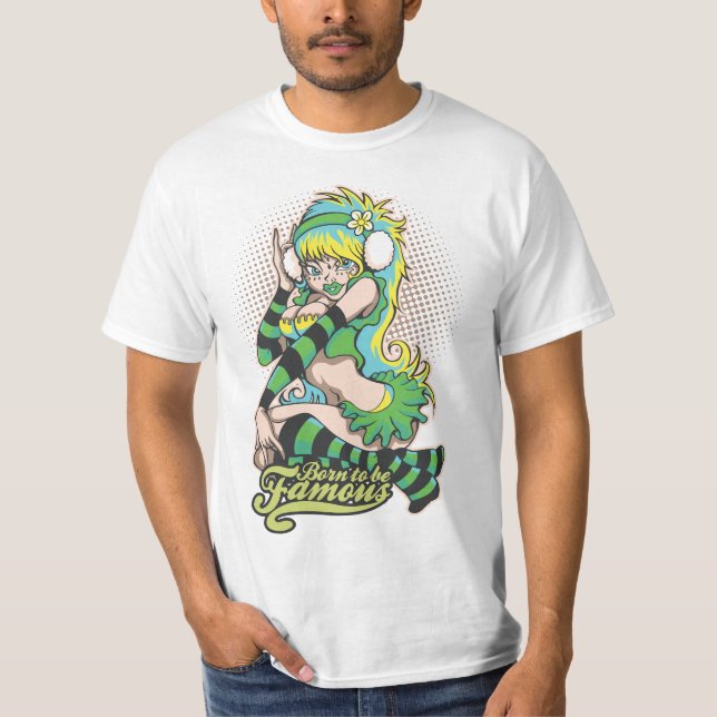 T-shirt Pop Pin-Up Né pour être célèbre Tee (Devant)