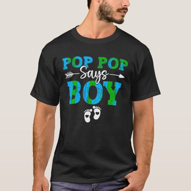 T-shirt Pop Pop Dit Garçon Famille Genre Revela Party Team (Devant)