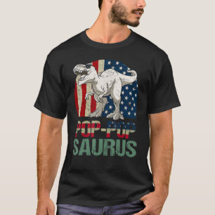 T-shirt Pop Pop Saurus Dinosaur Trex US Drapeau Patriotiqu