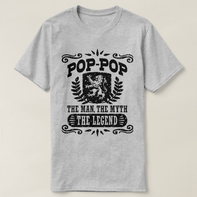 T-shirt Pop Pop The Man The Myth The Legend (Design devant)