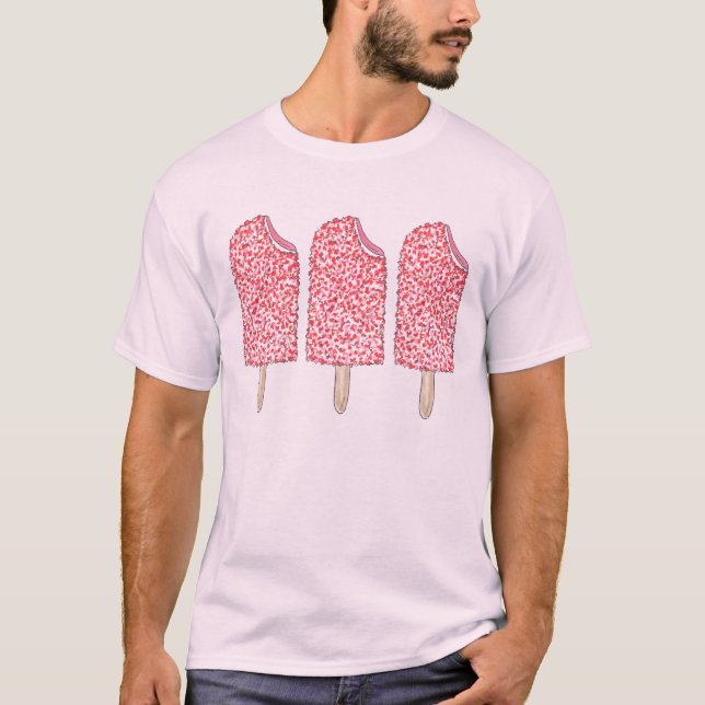 T-shirt Pop Popsicle à la crème glacée aux fraises roses (Devant)