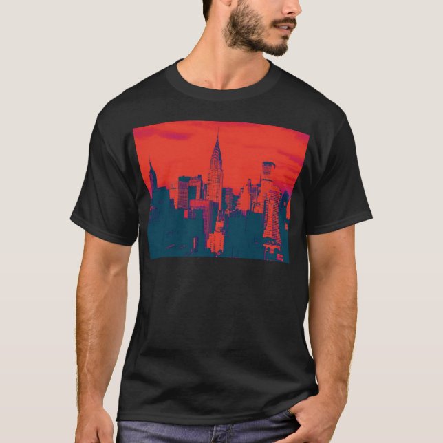 T-shirt Pop Style Rouge Retro Art New York City (Devant)