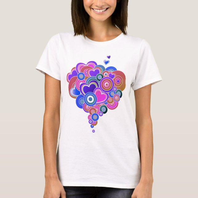 T-shirt PopArt Coeurs violets (Devant)