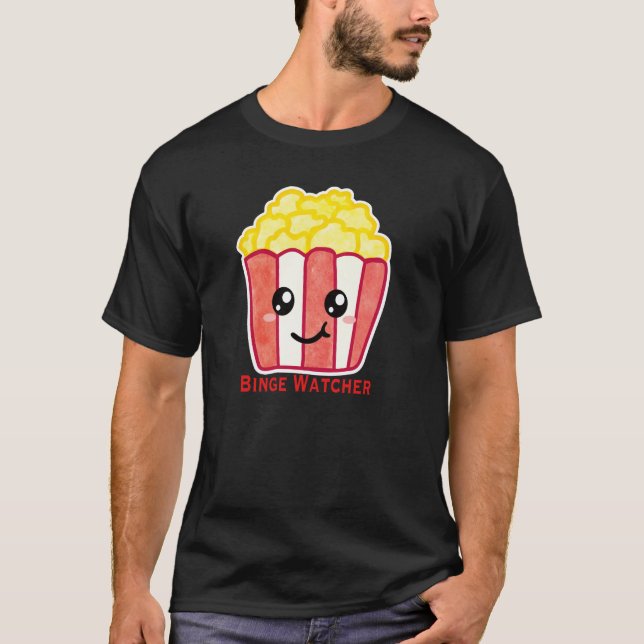 T-shirt Popcorn de Cinéma avec Citation Binge Watcher (Devant)