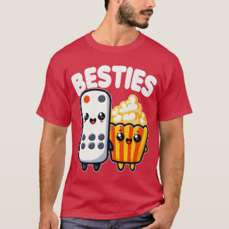 T-shirt Popcorn Et Télécommande Besties Funny Film Fam