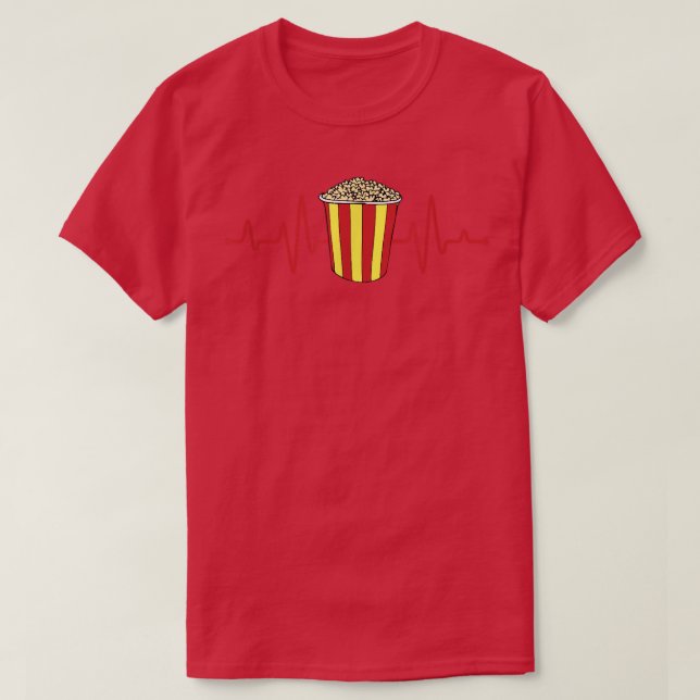 T-shirt Popcorn Heartbeat Cinema Snack Film Nuit Kawaii (Design devant)