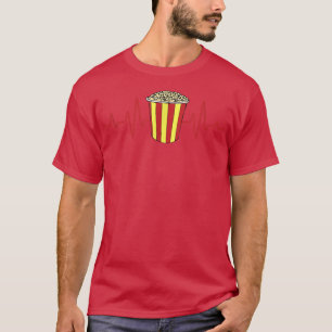 T-shirt Popcorn Heartbeat Cinema Snack Film Nuit Kawaii