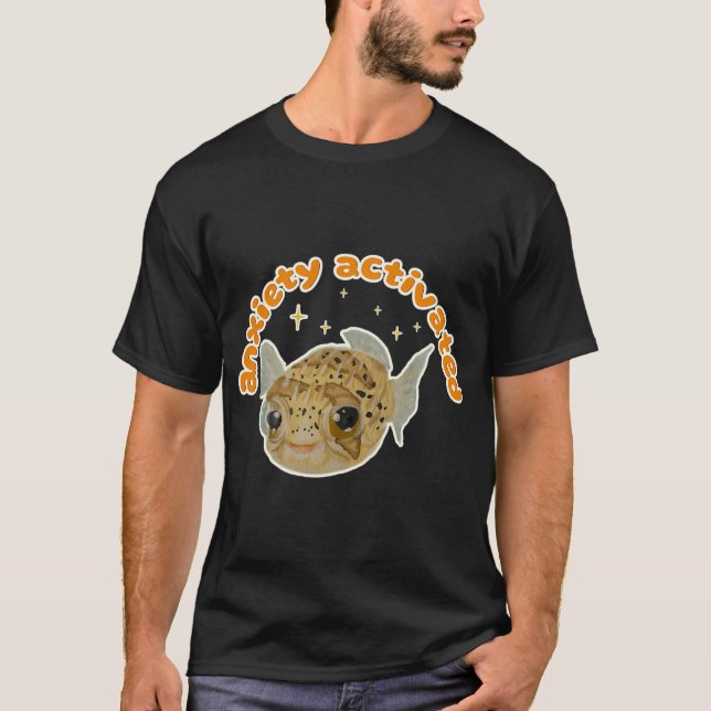 T-shirt Popcorn le Poisson Hérisson Activé par l'Anxiété (Devant)