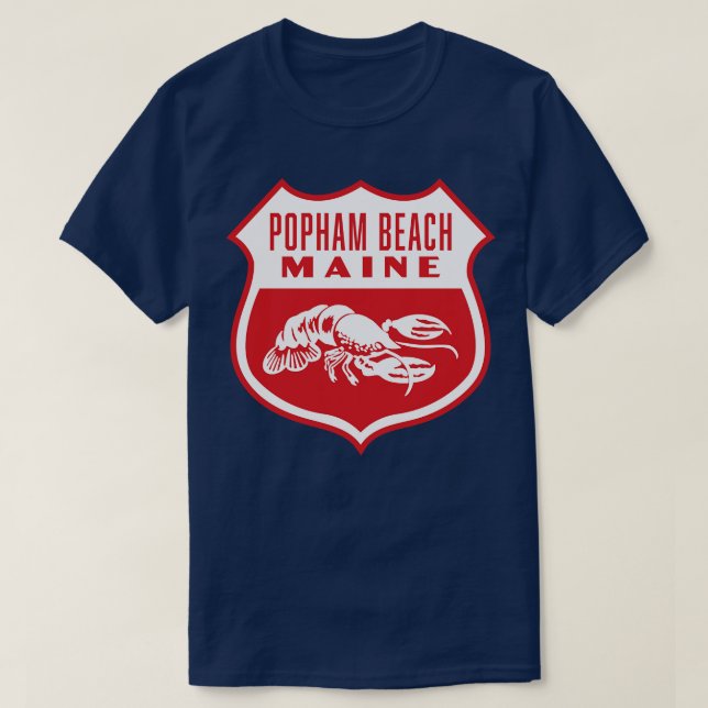 T-shirt Popham Beach Maine Retro Shield Blanc (Design devant)