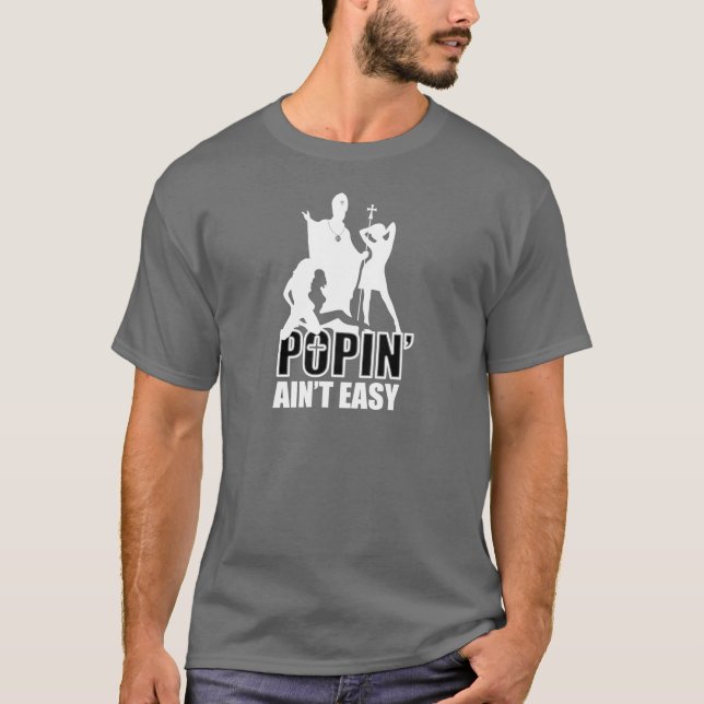 T-shirt Popin n'est pas facile (dans le blanc et le noir) (Devant)