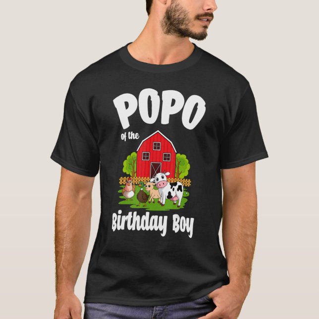 T-shirt Popo De L'Anniversaire Boy Farm Animal Anniversair (Devant)