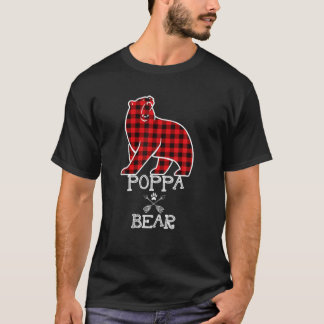 T-shirt Poppa Ours Pajama de Noël Buffalo Rouge Plaid Fami
