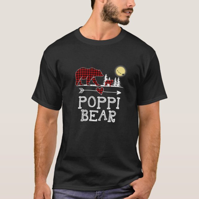 T-shirt Poppi Oear Pajama de Noël Rouge Plaid Buffalo (Devant)