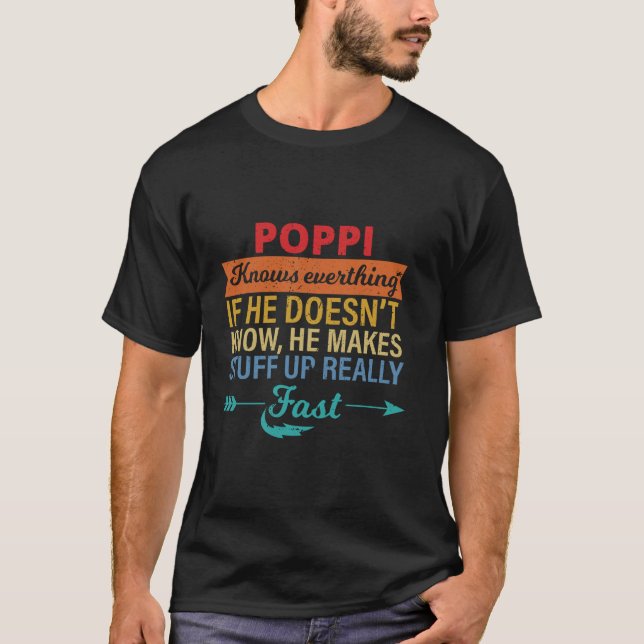 T-shirt Poppi sait tout Grand-père père est jour de d (Devant)