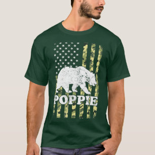 T-shirt Poppie Bear Camping Randonnée Camouflage USA Ameri