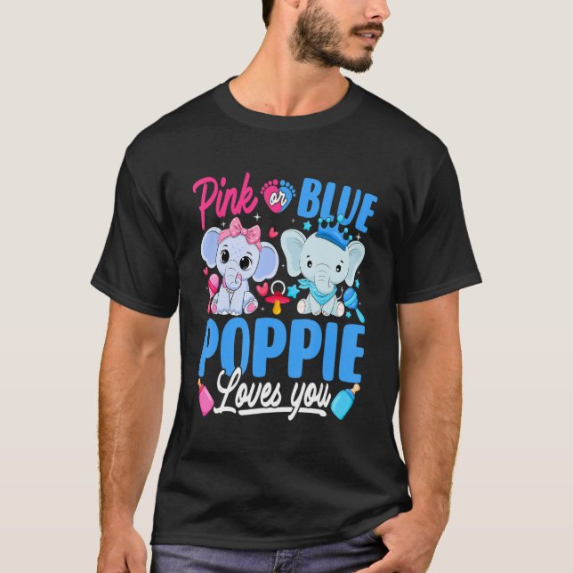T-shirt Poppie Rose Ou Bleue Vous Aime Genre Révéler Eleph (Devant)