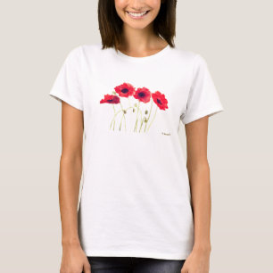 T-shirt Poppies Aquarelle Floral Plutôt Rouge Pavot