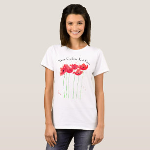 T-shirt Poppies aquarelle rouge fleurs pour son Poppy