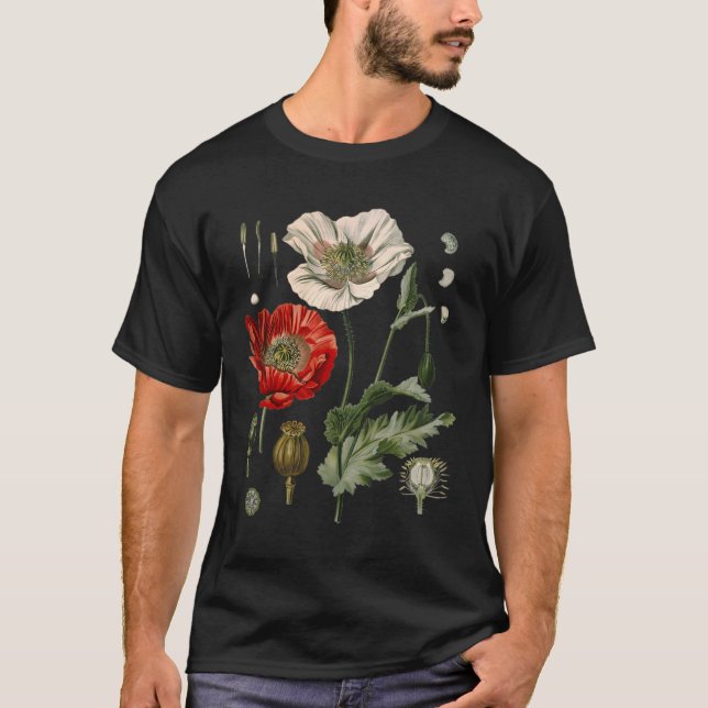 T-shirt Poppies de fleurs rouges Pavot botanique Pavot rou (Devant)