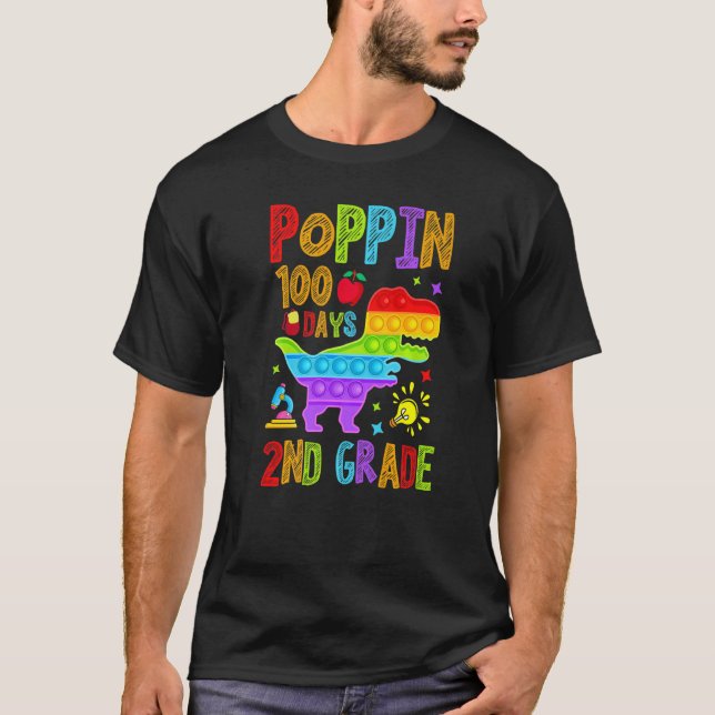 T-shirt Poppin 100 Days 2nd Grade Primary School Kid Eleme (Devant)