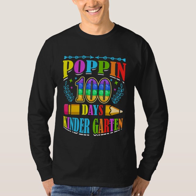 T-shirt Poppin 100 Days Kindergarten School Kid Schooler P (Devant)