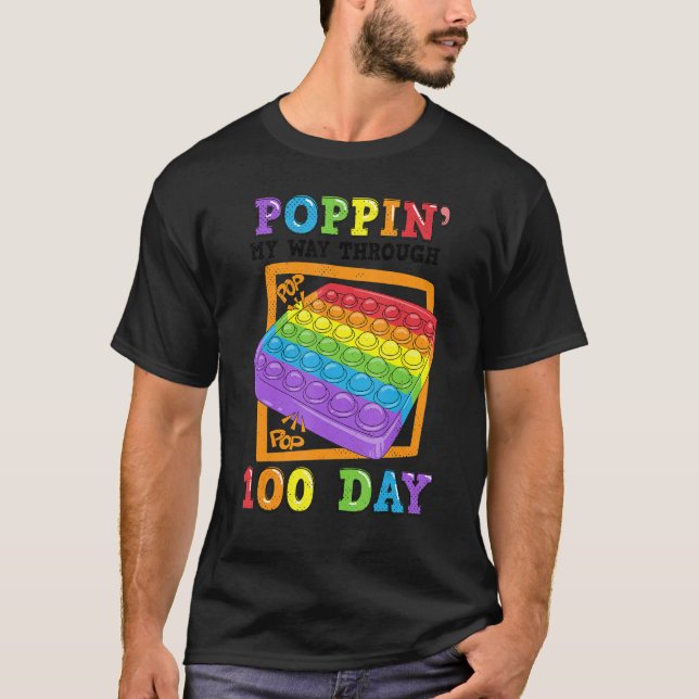 T-shirt Poppin' My Way Through 100 Days Of School Funny Sh (Devant)