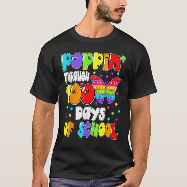 T-shirt Poppin Trough Papillon Fidget 100 Jours D'école  (Devant)