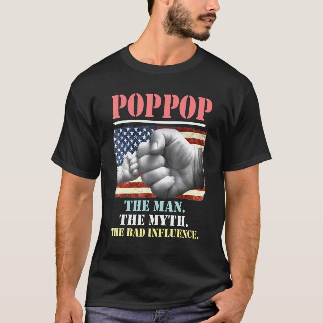 T-shirt Poppop L'Homme Le Mythe La Mauvaise Influence Amér (Devant)