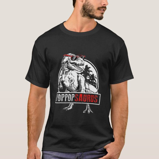 T-shirt Poppop Saurus T Rex Dinosaur Poppop Saurus Father' (Devant)