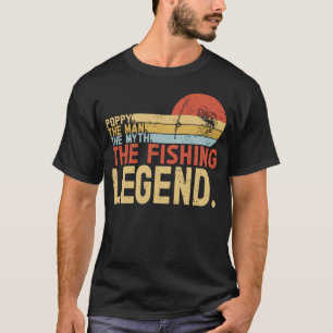 T-shirt Poppy La Légende De La Pêche Rétro Papa Poppi Père