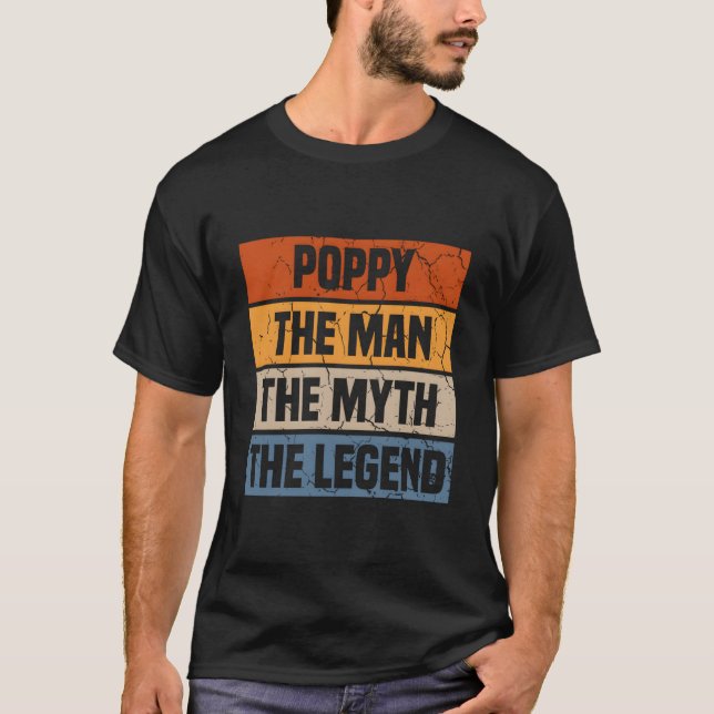 T-shirt Poppy The The Myth The Legend Grandfather Father'S (Devant)