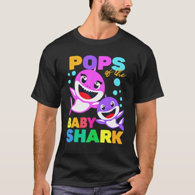 T-shirt Pops Du Bébé Pops De Requin Anniversaire Charité D (Devant)