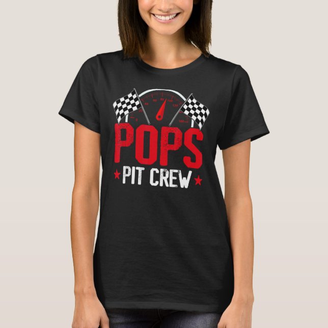 T-shirt Pops Pit Crew Race Car Anniversaire Fête Racine Fa (Devant)