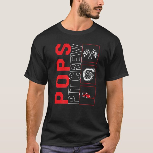 T-shirt Pops Pit Crew Voiture Course Course Pilote Course  (Devant)