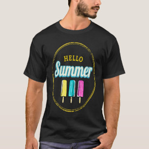T-shirt Popsicle Bonjour été Vintage glace crème rétro