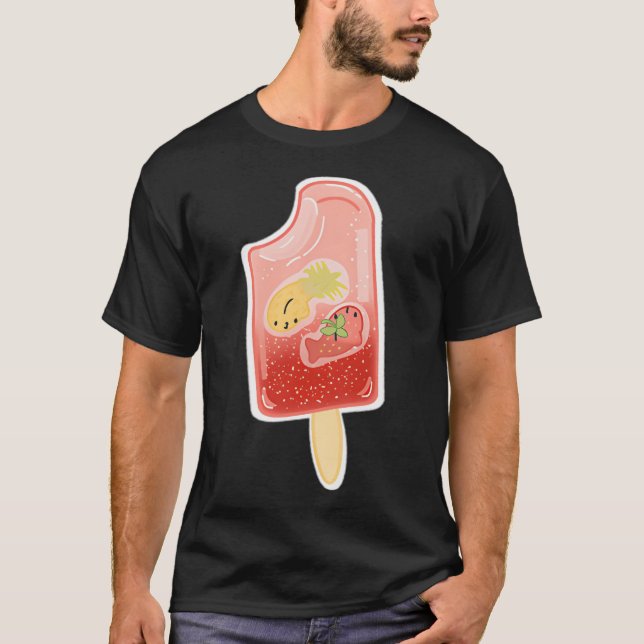 T-shirt Popsicle de poisson aux fruits fraise ananas (Devant)