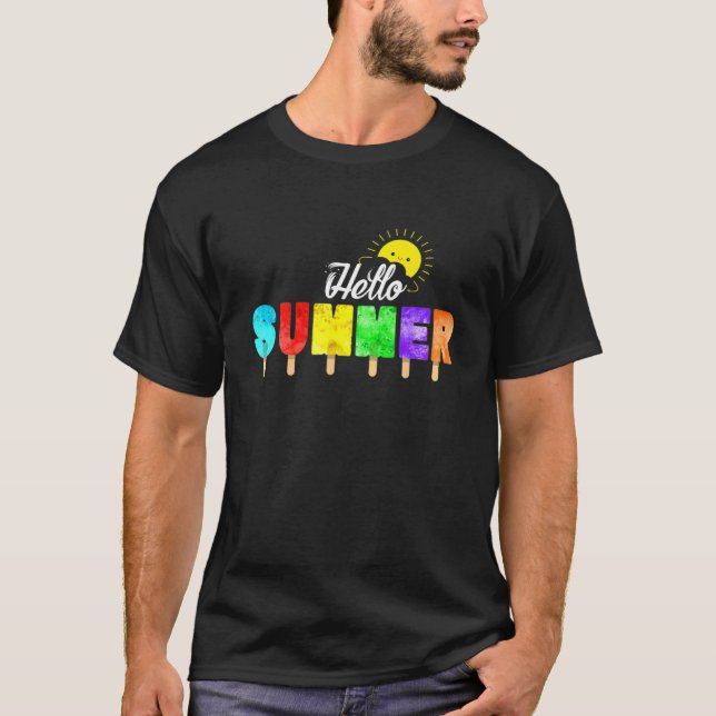 T-shirt Popsicle Hello Summer Vacation Glace Cream (Devant)