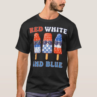 T-shirt Popsicles Rouge Blanc Et Bleu Patriotique Américai