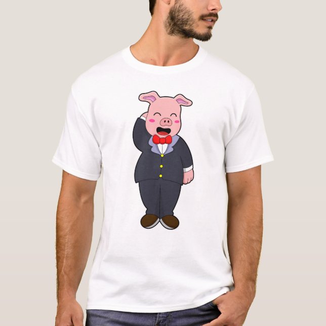T-shirt Porc comme marié avec costume et cravate (Devant)