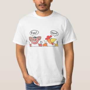 T-shirt Porc de bande dessinée + Petit déjeuner de poule