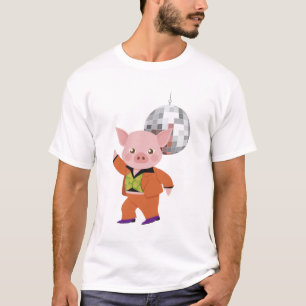 T-shirt Porc de disco avec la boule de disco