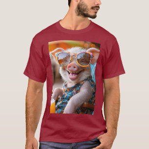 T-shirt Porc de fête - Mode vacances activé