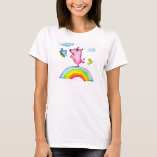 T-shirt Porc et arc-en-ciel