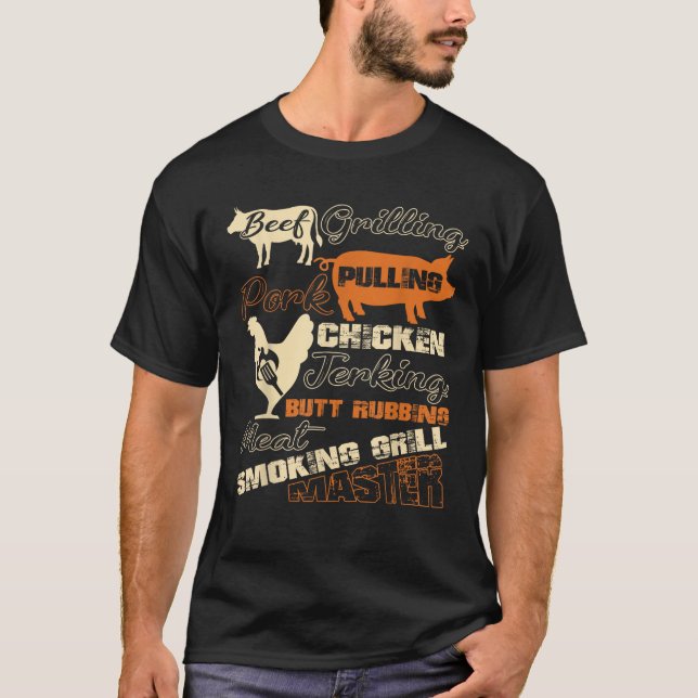 T-shirt Porc Grillant Le Boeuf Tirant Le Poulet Jouer (Devant)