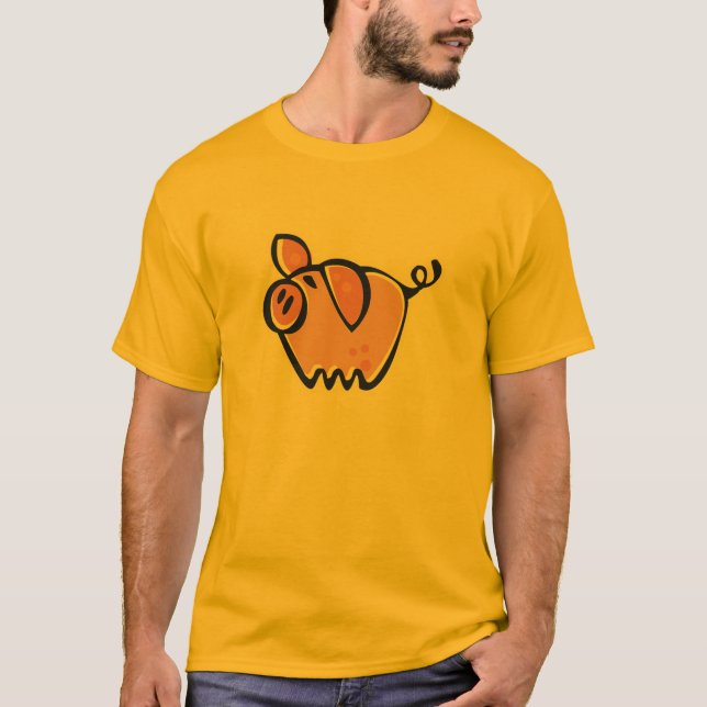 T-shirt Porc jaune-orange (Devant)