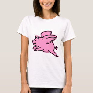 T-shirt Porc très mignon de rose de vol