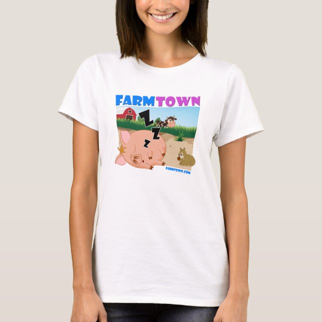 T-shirt porcin somnolent de ville de ferme (Devant)