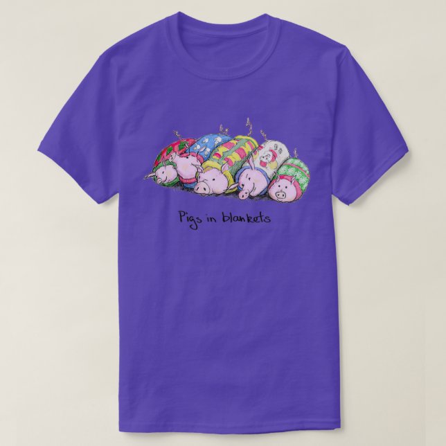T-shirt Porcs dans les couvertures (2) (Design devant)