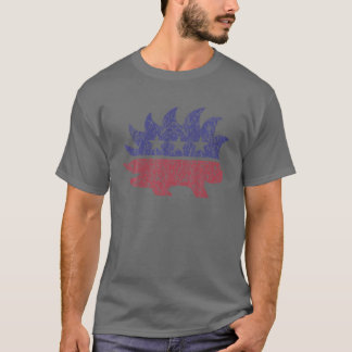 T-shirt Porcupine Libertarien en détresse Cool Stylisé lib